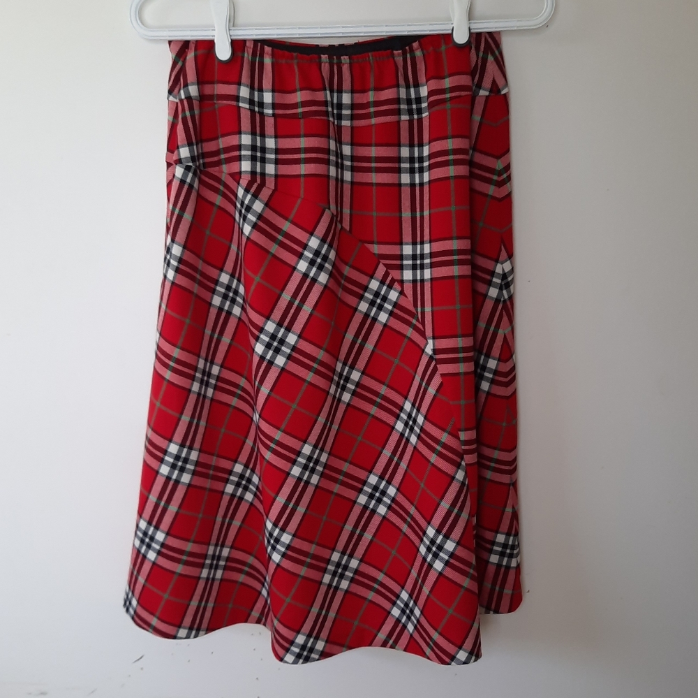 Hanna Anderson Red Plaid ALine Skirt Lined Womens Size Small Christmas Winter - Picture 5 of 15